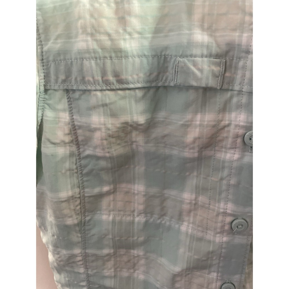 LL Bean Tropicwear Shirt Women's Sm Short Sleeve Fishing Vented Green Plaid - Picture 6 of 7